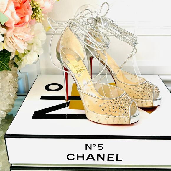 Christian Louboutin MAIA LABELLA ALTA 120 Rete/Glitter Stiletto Pump 36IT - Picture 2 of 14